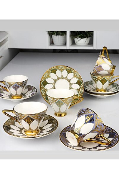 Kosova Çırağan Home Craig Mix 6 Renkli 6 Kişilik Kahve Fincan Takımı