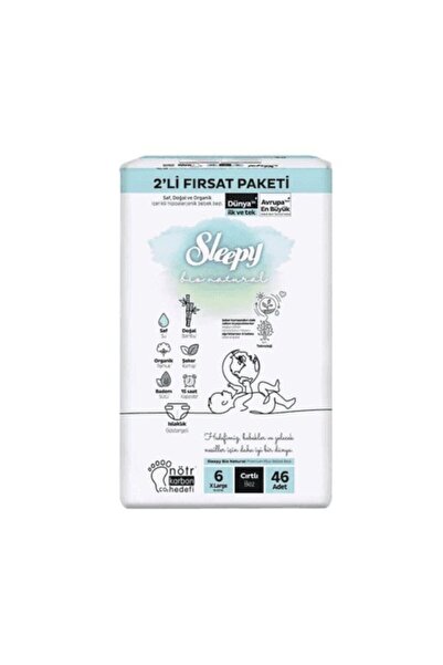 Sleepy Bio Natural Baby Diapers Size 6 Xlarge 2-Piece Opportunity Package 92 Pieces