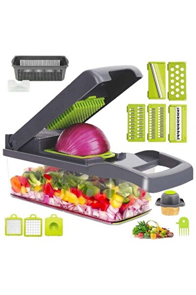 Generic Aroos Vegetable Chopper- Multifunctional 15-in-1,Fruits Cutter Mandoline Slicer Food Chopper with I