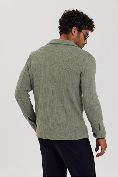 İLKCET MODA Jacquard Çağla Men's Regular Patterned Shirt