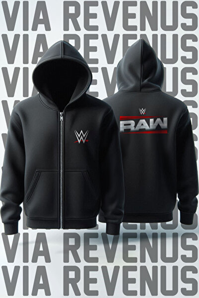 Vordevia WWE RAW cu imprimeu Cardigan unisex cu tricou fire K cu glugă cu fer...