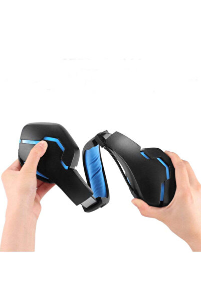 buz Căști de gaming J10 (USB, stereo cu fir, RGB, microfon cu anulare a zgomotului) - Albastru/Negru