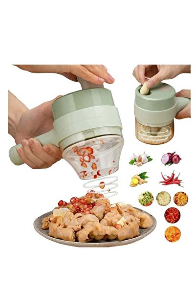 Generic Aroos 4 in 1 Handheld Electric Food Chopper Wireless Vegetable Cutter Set Vegetable Chopper and Mea