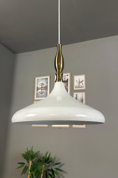 Bamyum Champion Beyaz Eskitme Simya Başlık Tekli Avize Sarkıt Salon Mutfak Bu...