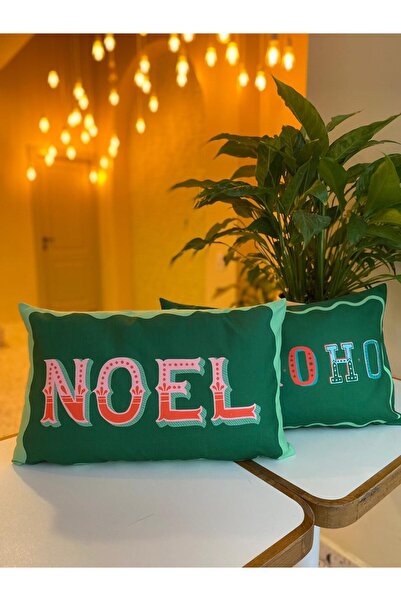 RahanDesign Ho Ho Ho - Christmas Written Christmas-Themed Double-Sided 2-Piece Throw Pillow Cover - Christmas Throw Pillow Cover Set