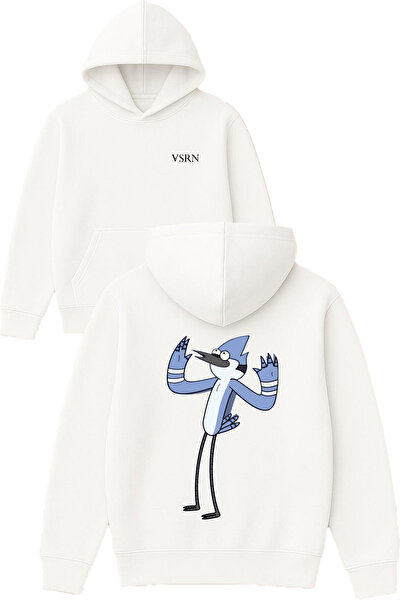 VSRN مورديسي ديزاين مطبوع قصة فضفاضة سويت شيرت أبيض بغطاء رأس