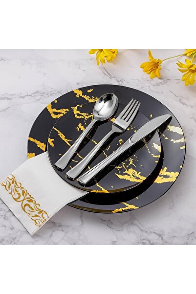 4basix 60 Pack Silver Plastic Silverware - 20 Forks, 20 Spoons, 20 Knives