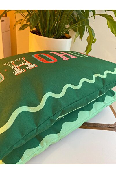 RahanDesign Ho Ho Ho Written Christmas-Themed Double-Sided Suede Throw Pillow Cover - Christmas Throw Pillow Cover