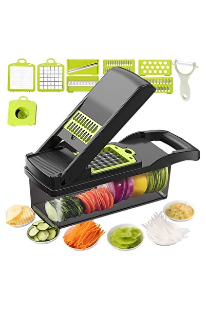 Generic Vegetable Chopper Mandoline Slicer Cutter Chopper 12 in 1 Veggie Chopper Interchangeable Blades wit
