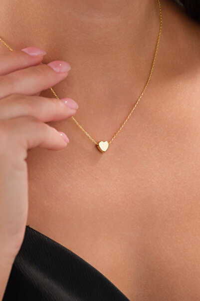 Fionte Accessories 925 Ayar Gümüş, Gold Kaplama, Kalpli Kolye