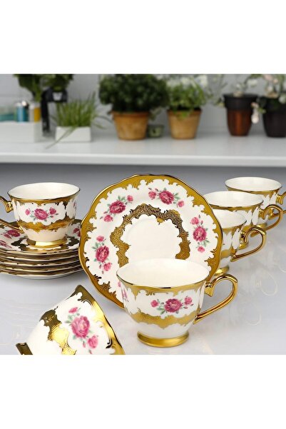 Kosova Conroy Çiçekli 6 Kişilik Kahve Fincan Takımı