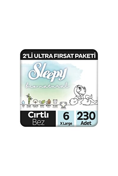 Sleepy حفاضات أطفال بيو ناتشورال مقاس 6 إكس لارج عبوة من 5 قطع 230 قطعة