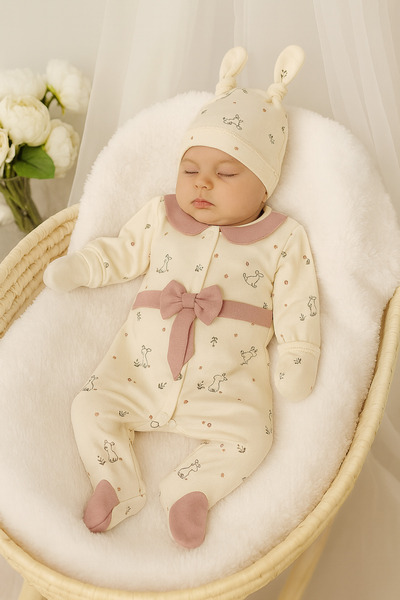 VERONA TARZ طقم خروج من المستشفى مكون من 5 قطع مع بطانية للفتيات الصغيرات، مقاس 90*90، بطانية قطنية فاخرة بطبقة واحدة