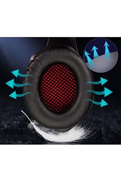 buz Gaming Headset Stereo with LED, Deep Bass, Noise-Cancelling Mic (Black-Red)