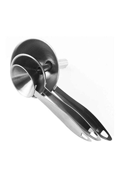 Generic 3-Piece Stainless Steel Funnel Silver 17x6x6cm