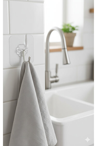 EUROLUXE Şeffaf Güçlü Yapışkanlı Duvar Kancası | Delmeden İz Bırakmadan Prati...