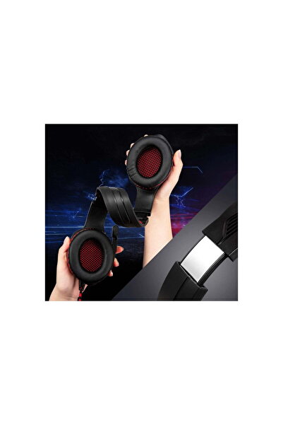 buz Gaming Headset Stereo with LED, Deep Bass, Noise-Cancelling Mic (Black-Red)