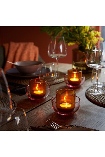 IKEA Tealight Holder, Set Of 2, Pink/Brown