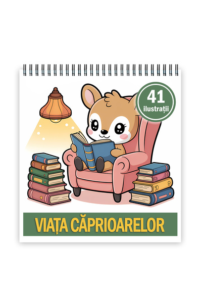 Legendary Gifts Mini carte de colorat, 41 de ilustratii Viata Caprioarelor, 88 pagini