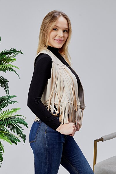 Wissi Life Scuba Suede Tassels Stone Color Vest