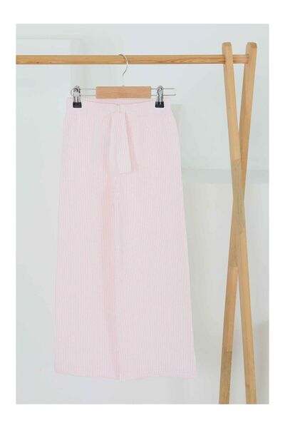 LC Waikiki Κοριτσίστικο ροζ ριγέ παντελόνι με ελαστική μέση - 27448