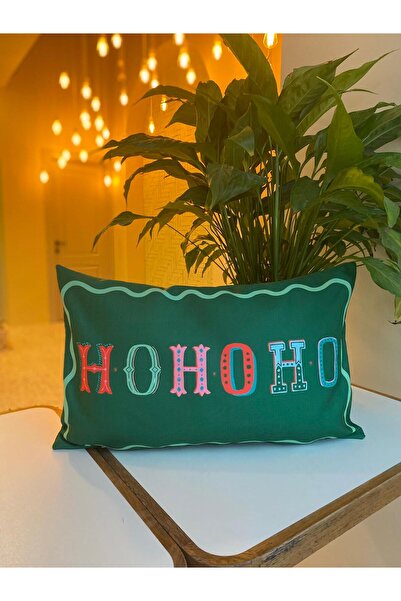 RahanDesign Ho Ho Ho Written Christmas-Themed Double-Sided Suede Throw Pillow Cover - Christmas Throw Pillow Cover