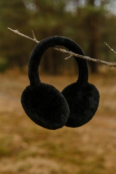 Netodak Kadın Suni Kürk Kulaklık – Yumuşak Peluş Kışlık Ear Muf Siyah Peluş K...