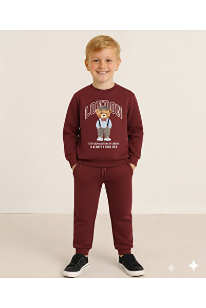 LİTTLE TORTOİSE Boy's Long Sleeve 3 Thread Fleece-Lined Winter Sweatshirt / Tracksuit Set