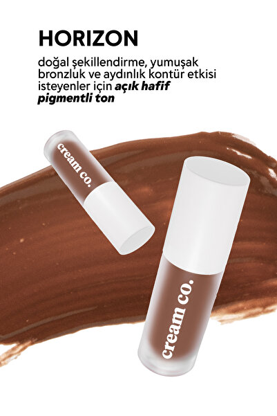 Cream Co. Likit Bronzer Glow Sculpt Horizon | Kontür Nötr Açık Kahve | Yüz Şekillendirici Nemlendirici Makyaj