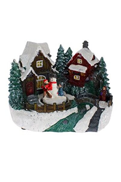 Silver Star Scenă de Crăciun cu copii și om de zăpadă - Lumină și mișcare 19 x 13 x 14 cm