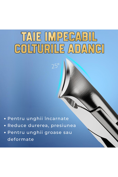 Kaasage Nail clipper for thick, ingrown nails, 25° curved blade, stainless steel, non-slip handle, pedicure