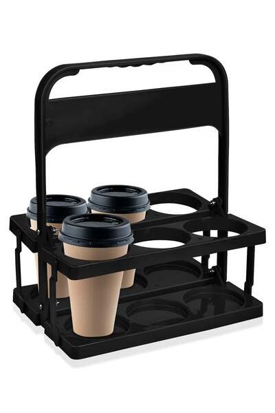Generic SYOSI Plastic Portable Cup Holder, Foldable Cup Holder with Handle, 6-Holes Drink Carrier Foldable