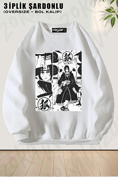 ZOKAWEAR Unisex Loose Fit Uchiha Itachi Naruto Anime cu imprimeu Design supra...