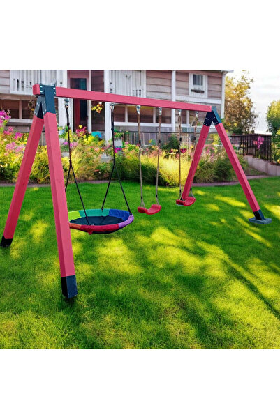 buz Balansoar de grădină cu 3 locuri - Set de joacă pentru copii din lemn cu ...