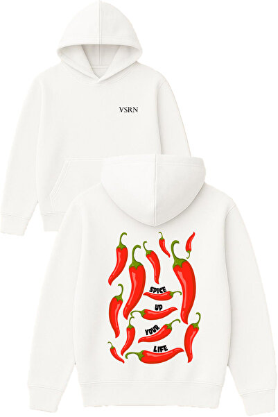 VSRN أضف لمسة من الإثارة إلى حياتك تصميم مطبوع قصة فضفاضة سويت شيرت أبيض بغطا...