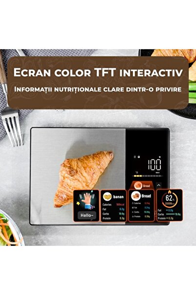 miraza Smart Bluetooth Kitchen Scale, 2” TFT Screen, Nutritional Calculator, Romanian Language App