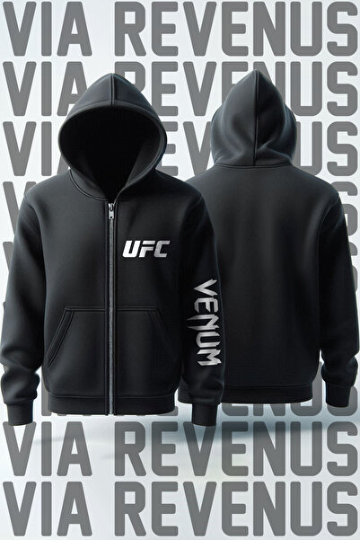 Vordevia Cardigan UFC cu imprimeu unisex cu tricou fire K cu glugă cu fermoar
