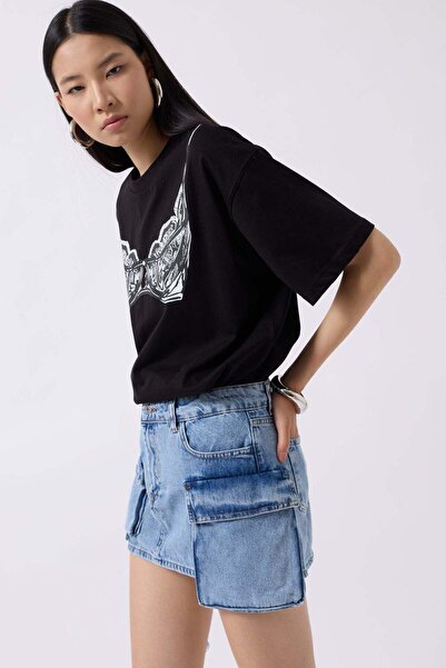 Maxi modena Cargo Pocket Mini Blue Denim Skirt - 40