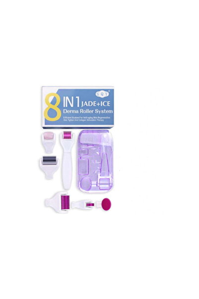 buz 8-in-1 Dermaroller Set with Titanium Needles and Jade Roller — Facial Regeneration & Wrinkle Reduc