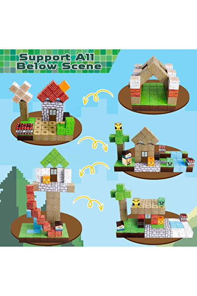 Toyska Minecraft Build World magnetic cube set, 130 pieces, multicolor