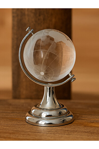 moryconcept Dönen Kristal Cam Dünya Küre – Masaüstü Dekoratif Hediyelik Ofis ve Ev Aksesuarı