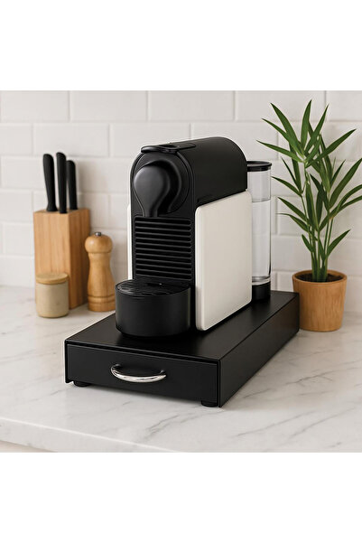 decorelax Çekmeceli Siyah 5 Bölmeli Kapsül Kahve Standı