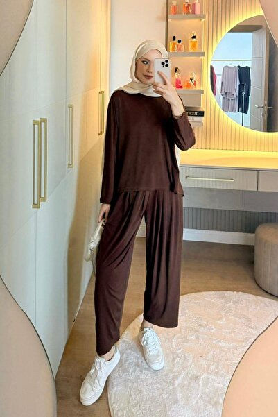 Hazamoda Roza Sandy Takım Acı Kahve