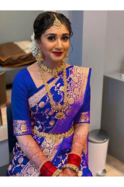 MYSMAR Blue Silk Saree - MAF2732 | Blue