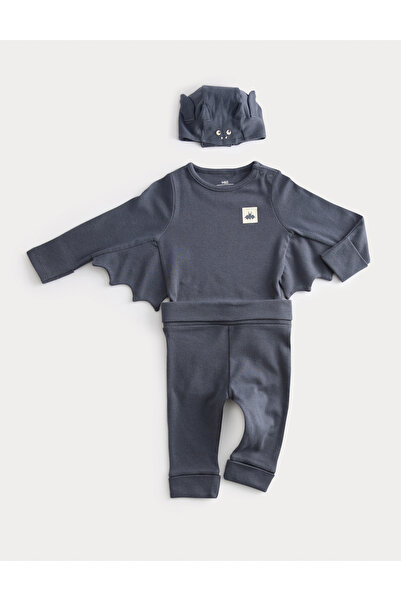 Marks & Spencer 3’lü Saf Pamuklu Cadılar Bayramı Yarasa Takımı (0–2 Yaş)