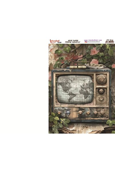 İstanbul Hobi ورق ديكور نحاسي 30×42 سم PT-619 راديو تلفزيون حنين للماضي