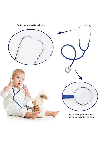 genernic Kids White Lab Coat Doctor Costume with Working Stethoscope and ID Card - HTVYYDS
