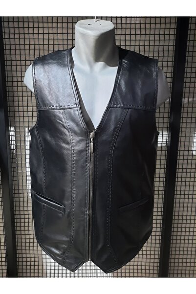 ArdaStilDeri Genuine Leather Zippered Classic Leather Vest