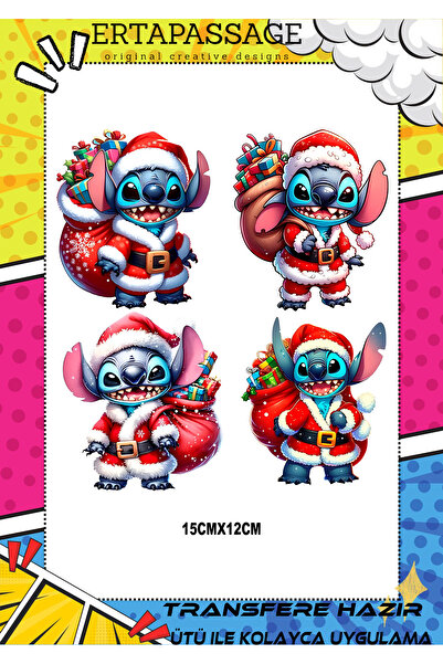ErTaPassage Stitch Yılbaşı Noel Transfer Baskı – Ütüyle Yapışan – Tişört İçin...