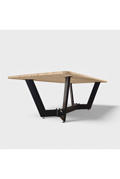 buz Coffee table with solid linden wood top, metal leg, Hera, 135 x 72 x 47 cm